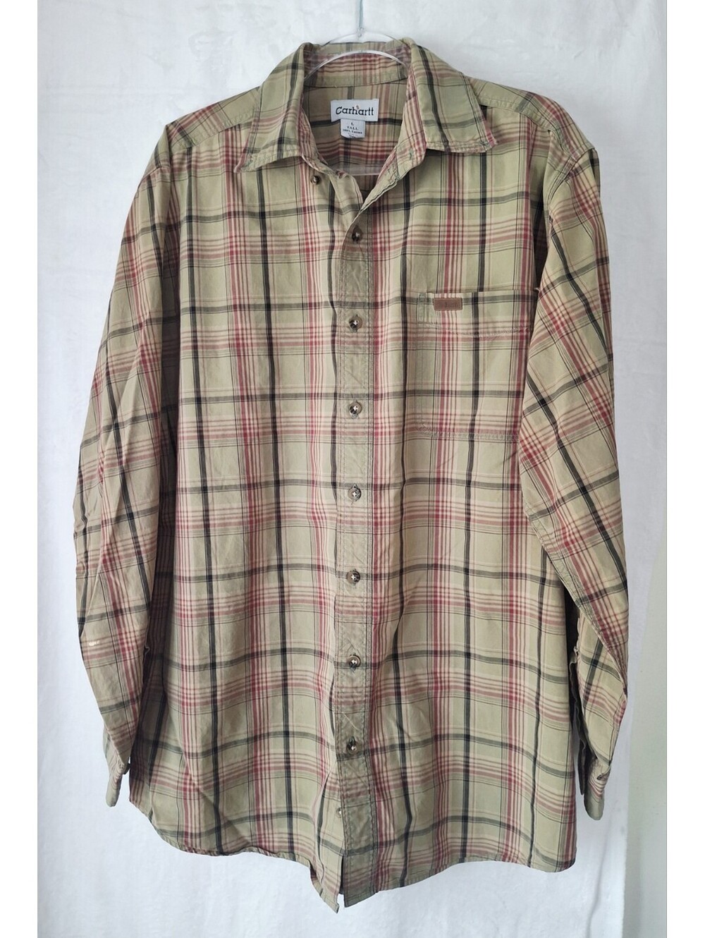 Carhartt Men's Long Sleeve Plaid Shirt Original Fit, Button-Up, Collared Large
